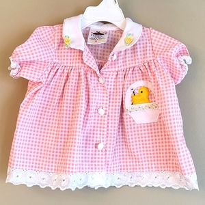Vintage pink plaid cotton dress